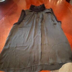 Zara black top with faux fur trim, likely on the collar and sleeves